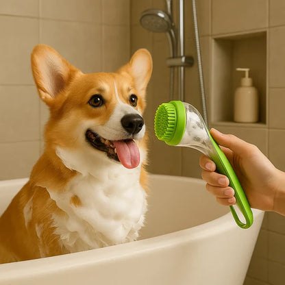 2-in-1 Pet Bath Brush with Built-In Soap Dispenser